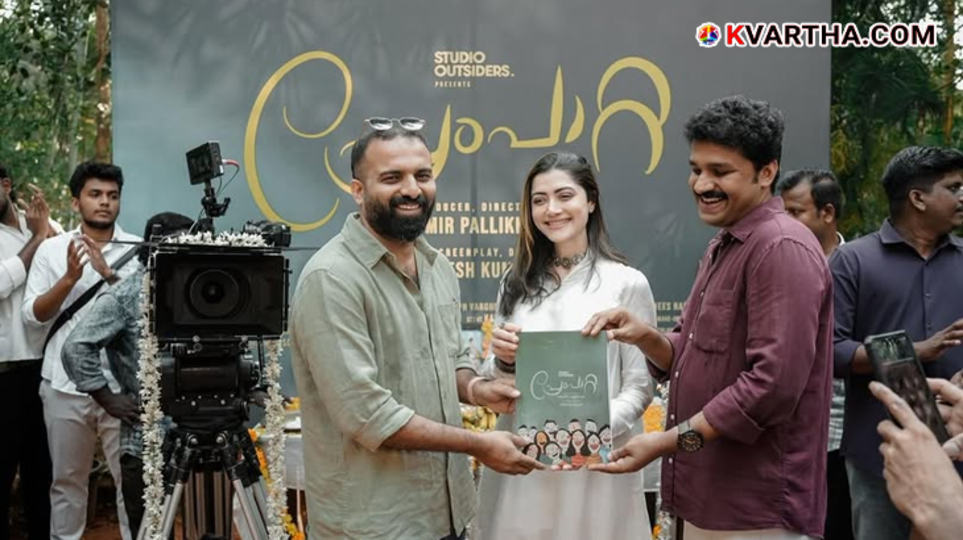 Switch on ceremony of the Malayalam movie Prempaatta in Kozhikode featuring Mamta Mohandas and Aamir Pallikkal.