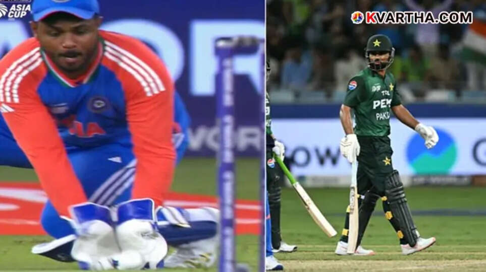 Sanju Samson taking catch of Fakhar Zaman during the match.