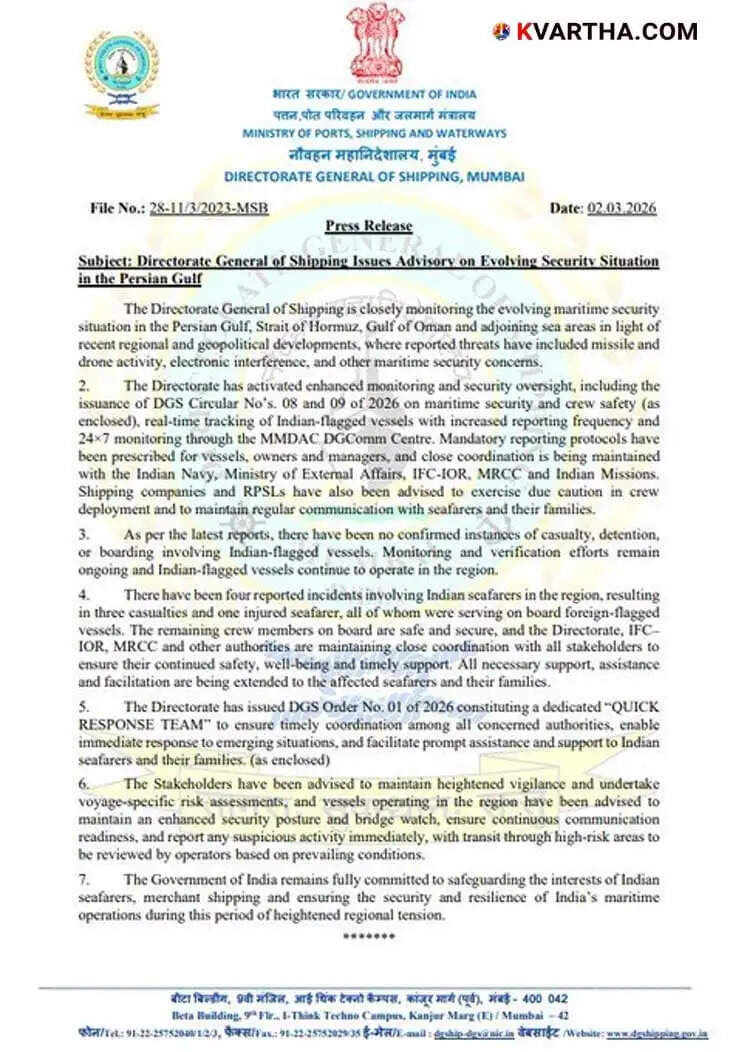  3 Indians sailors have died in west asia due to the ongoing conflict, Indian authorities says