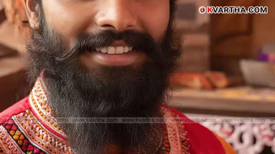  A close-up of a man's face with a beard, emphasizing beard hygiene.