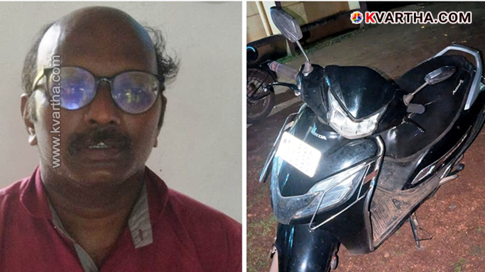 Seized liquor bottles and scooter from an arrested man