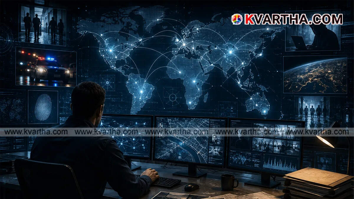 Conceptual image showing Europol investigations and digital mapping of crimes