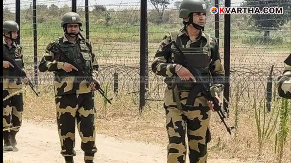 Security forces conducting search operations in Kashmir.