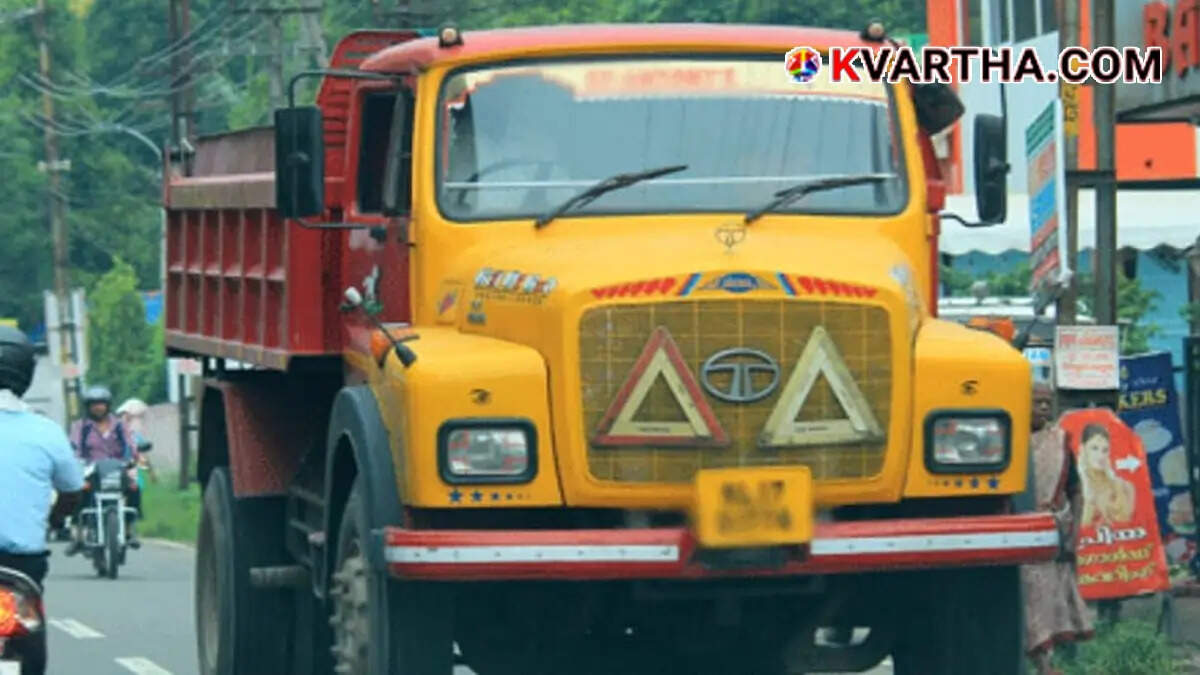 Tipper lorry speeding on a busy road
