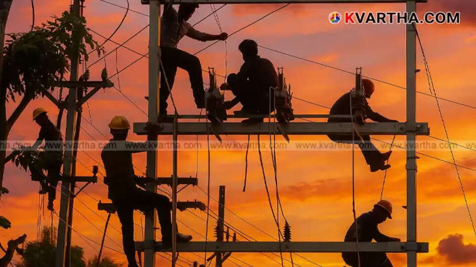 KSEB Anti Power Theft Squad inspecting an illegal electricity connection.
