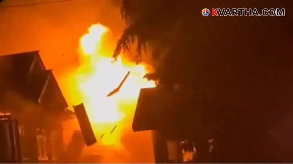 Security forces demolish a terrorist's house in Kashmir.