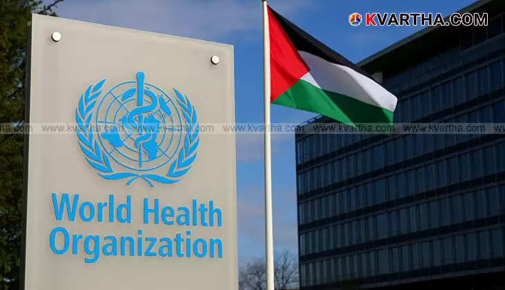Palestine flag being raised at World Health Organization Assembly in Geneva. 