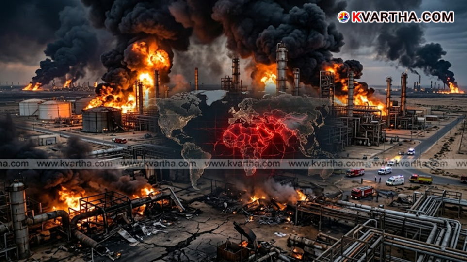 An illustrative image showing smoke rising from an industrial facility representing the energy crisis in the Middle East.