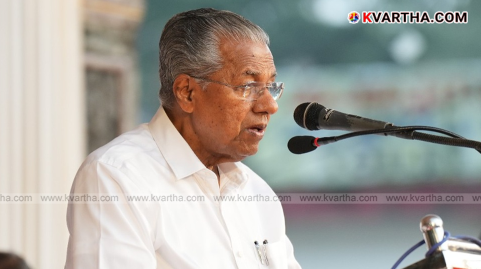 Chief Minister Pinarayi Vijayan giving a statement on election results