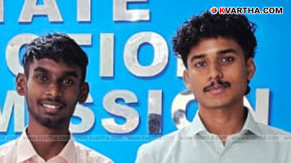 Students Ashin C Anil and Jeswin Sunsy who developed the EVM Track software.