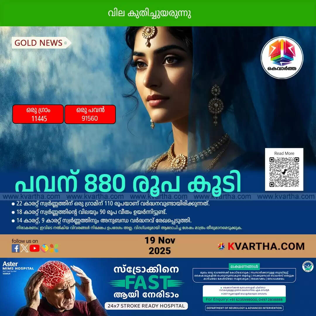 kerala gold price soars nov 19 2025 pavan 880 rupees increa