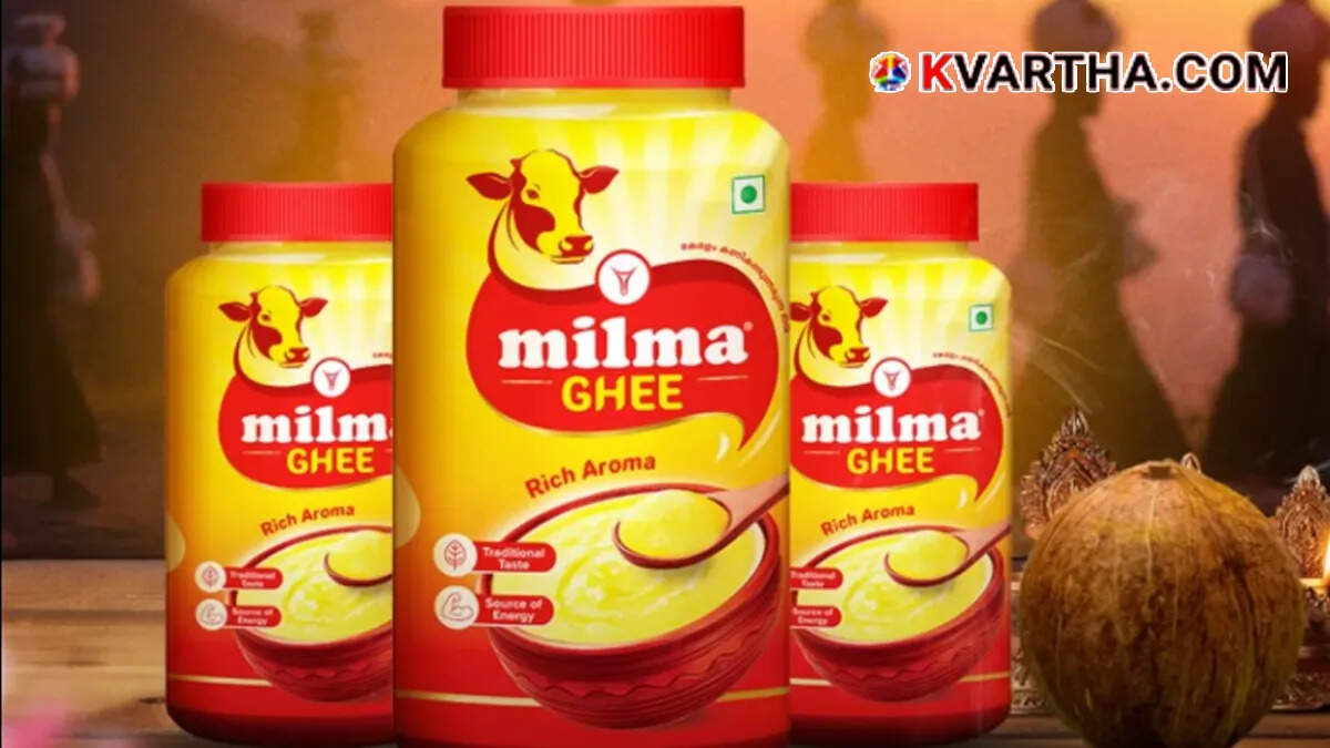 Conceptual image showing Sabarimala temple and Milma ghee packets