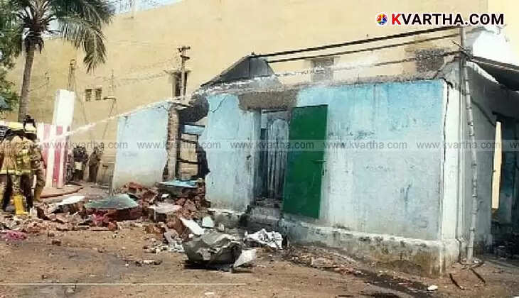 Scene of the firecracker factory after the explosion in Sivakasi.