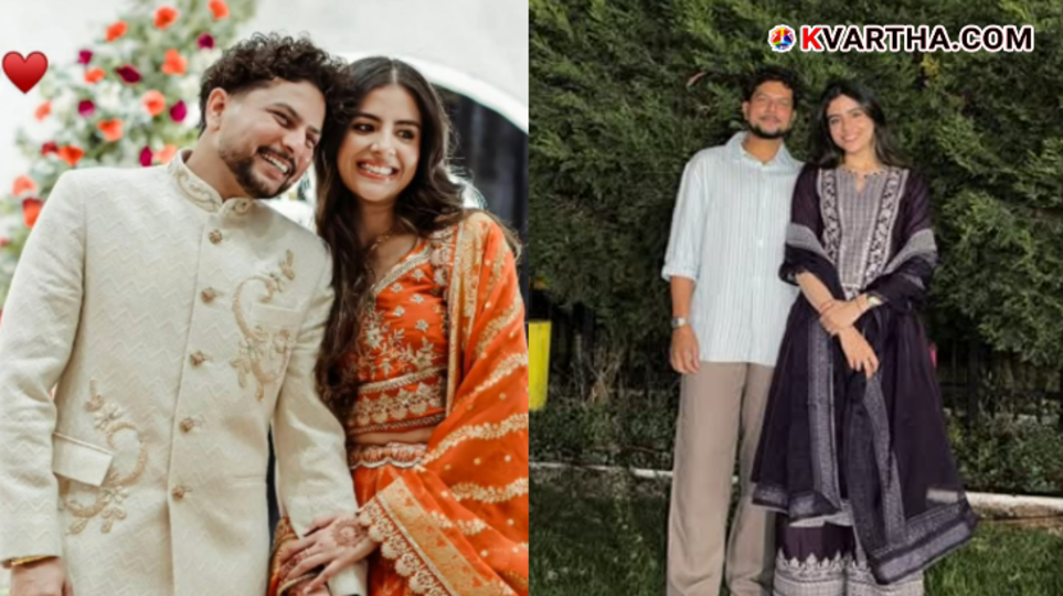 Indian cricketer Kuldeep Yadav and his fiance Vanshika