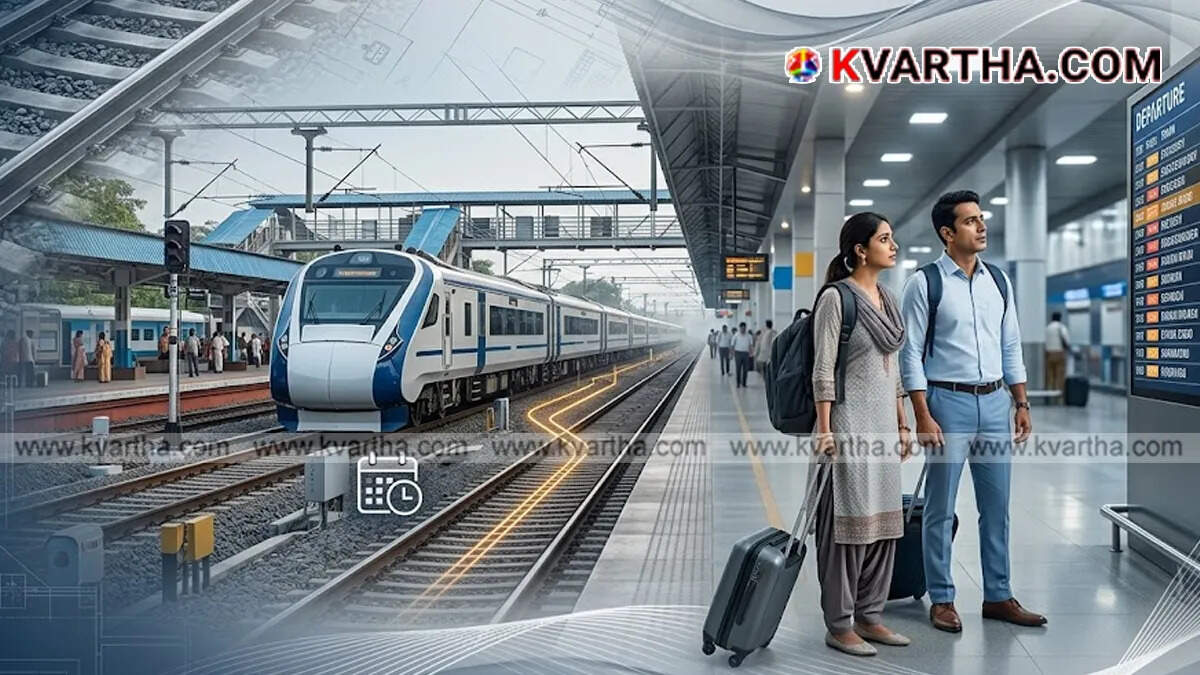  An Indian passenger train waiting at a station representing rescheduled services and route diversions