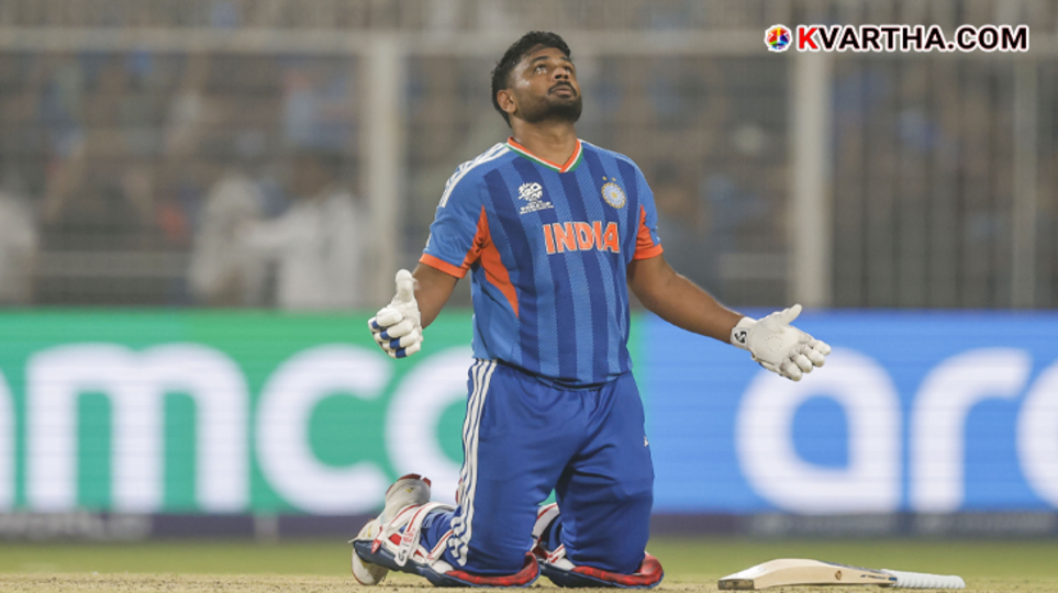 Sanju Samson celebrating his unbeaten 97 runs at Eden Gardens Kolkata
