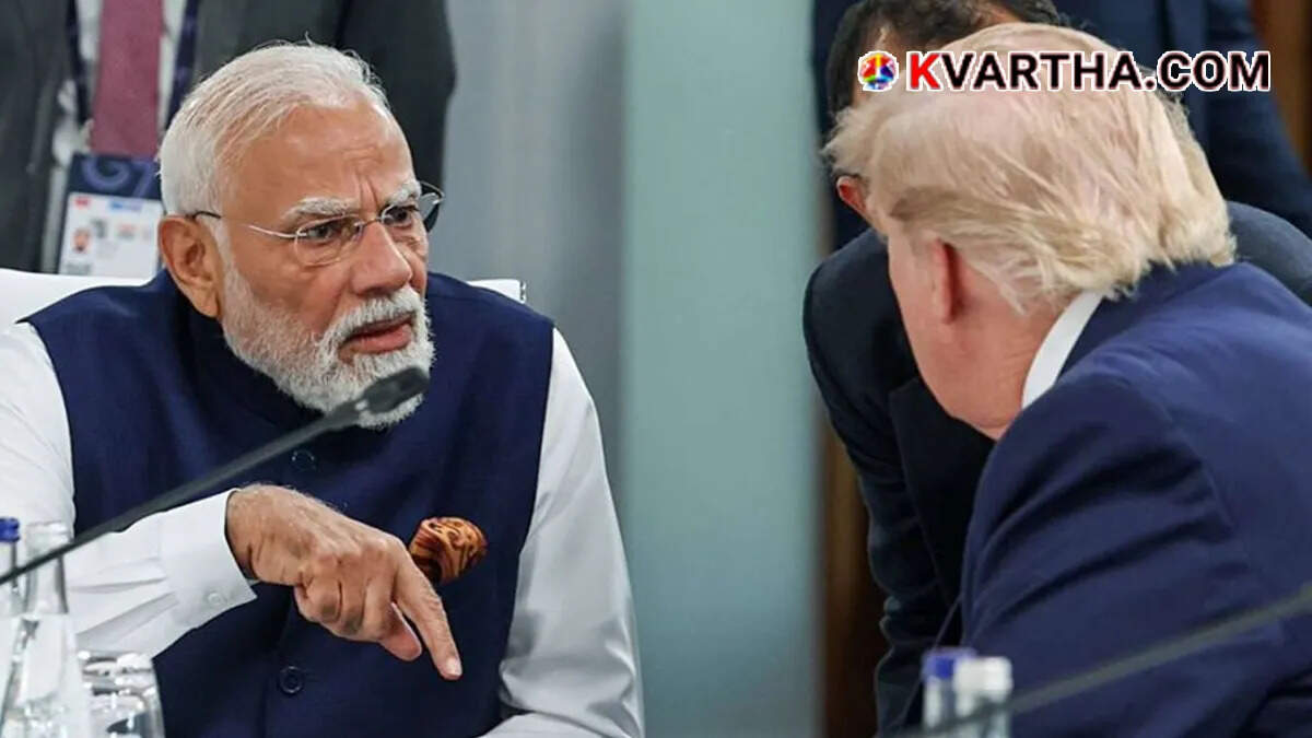 Prime Minister Narendra Modi and US President Donald Trump sitting together during a session at the G7 Summit