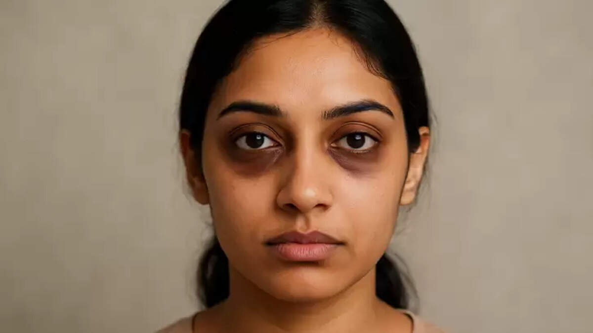 A person showing dark circles under their eyes.