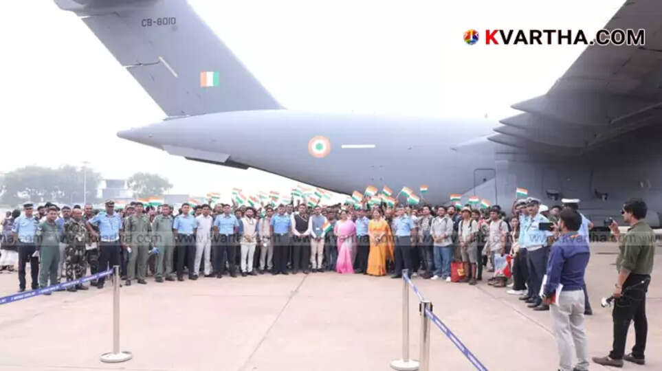 Indian citizens being repatriated at an airport as part of Operation Sindhu.