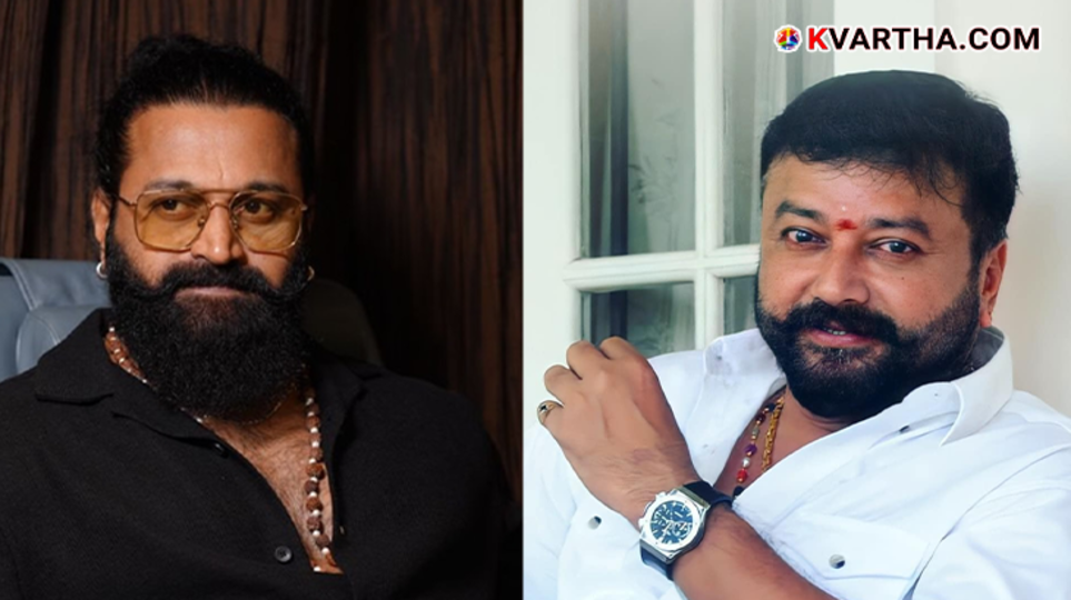 Jayaram and Rishab Shetty actors during Kantara promotions