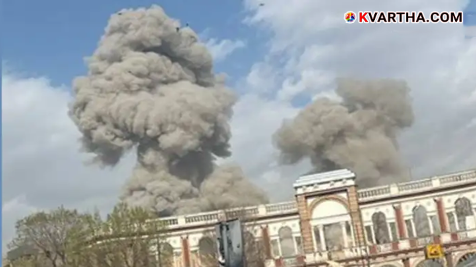 Destruction near the old parliament building in Tehran after missile strike
