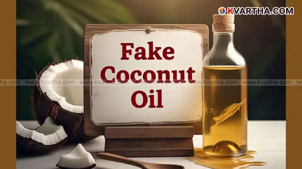 Fake coconut oil bottles being sold in a market in Kerala.