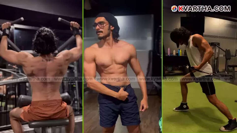  Actor Vishak Nair working out in the gym for his movie role.