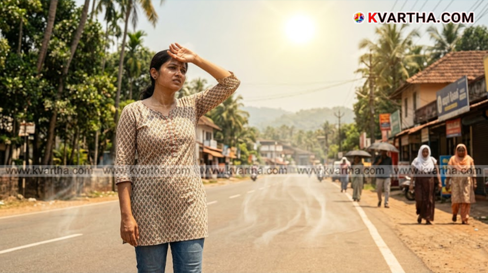 A symbolic image indicating the extreme heat in Kerala and the Meteorological Department's cautionary advice.