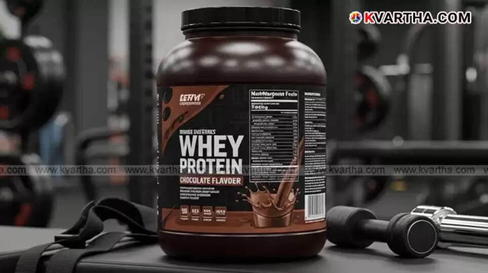 Protein powder scoop with caution sign