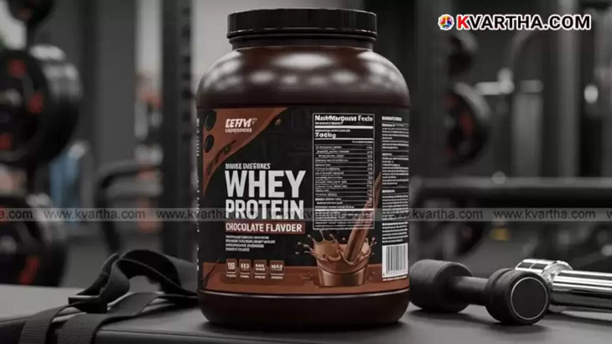 Protein powder scoop with caution sign