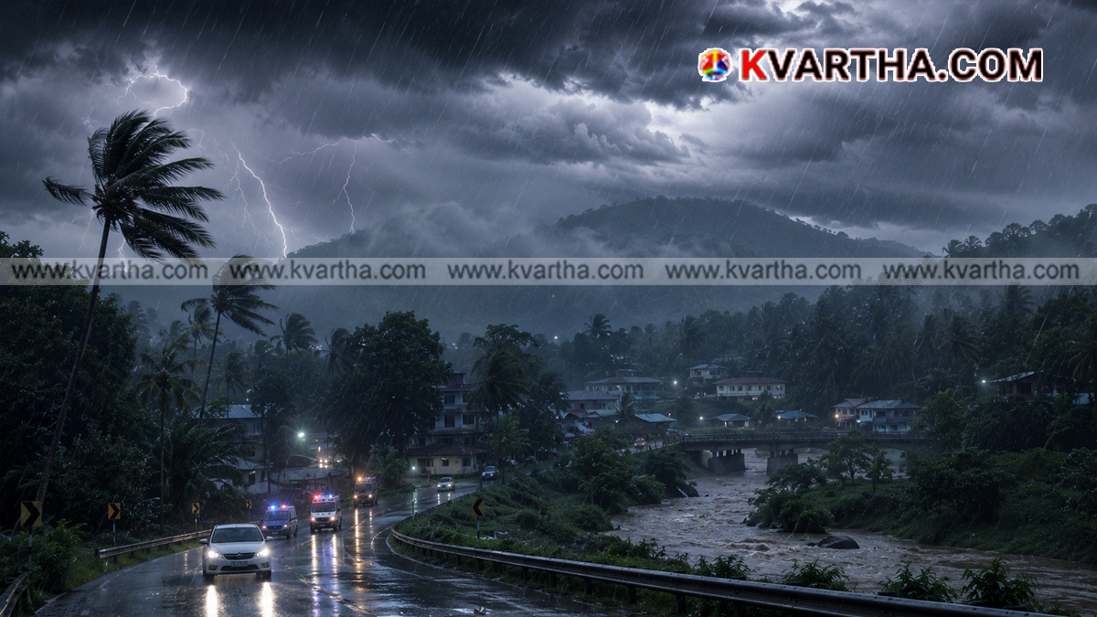  Heavy rain in Kerala streets