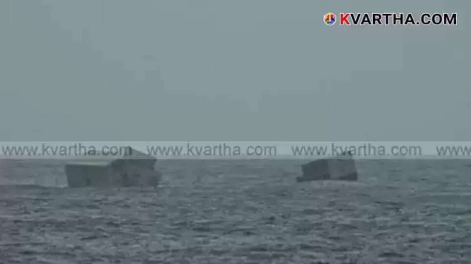 Containers washed ashore on Kerala coast after ship accident.