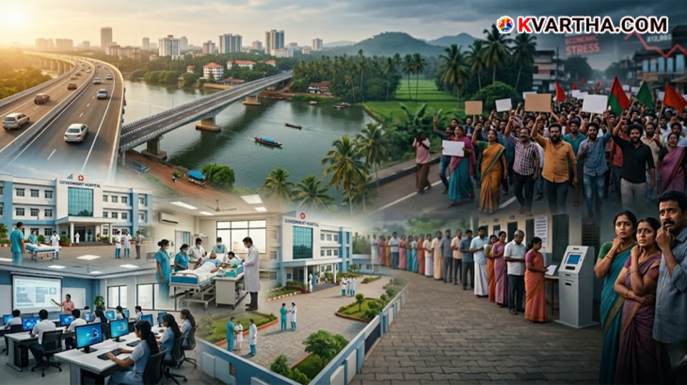 Political campaign flags and billboards in Kerala during the 2026 Assembly Election.