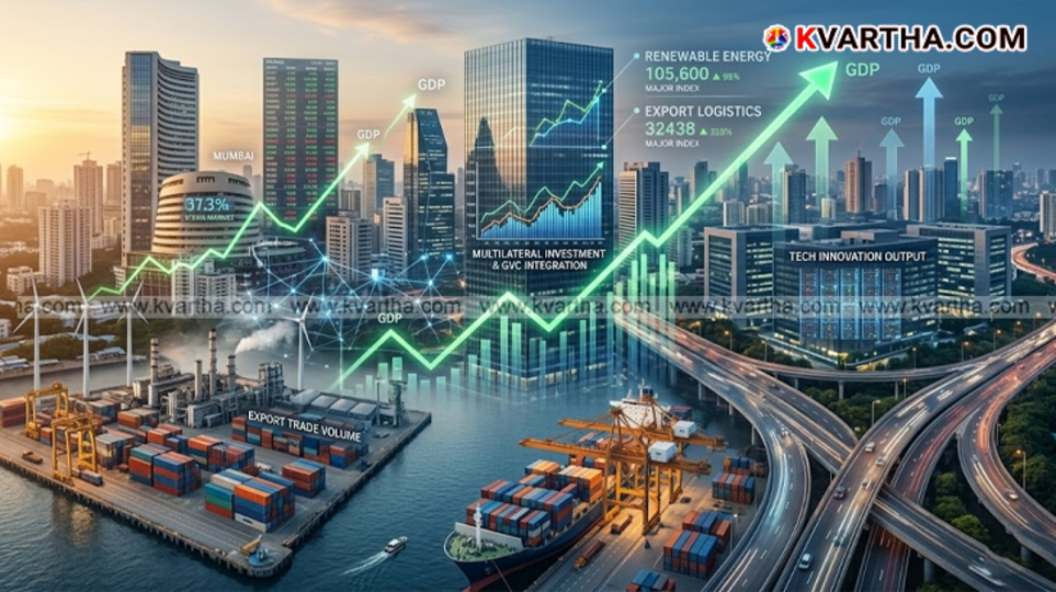 A conceptual image illustrating the economic growth of top Indian states like Maharashtra, Tamil Nadu, and Gujarat.