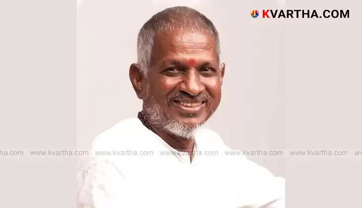 Close-up portrait of music composer Ilaiyaraaja smiling.