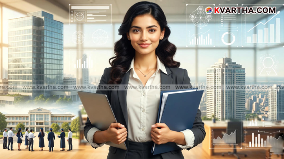 Professionals working in a modern Indian office building