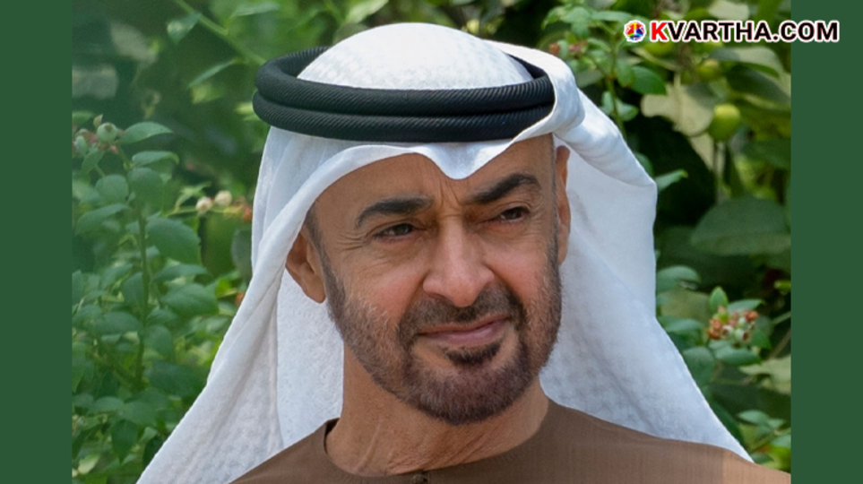 Portrait of UAE President Sheikh Mohamed bin Zayed Al Nahyan in traditional attire