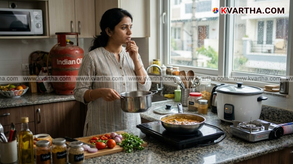  A person using an induction cooktop for cooking during LPG shortage.
