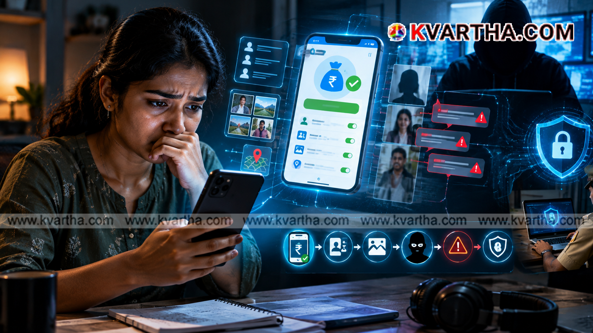Representational image reflecting fake loan app scams and cyber threats on mobile phones