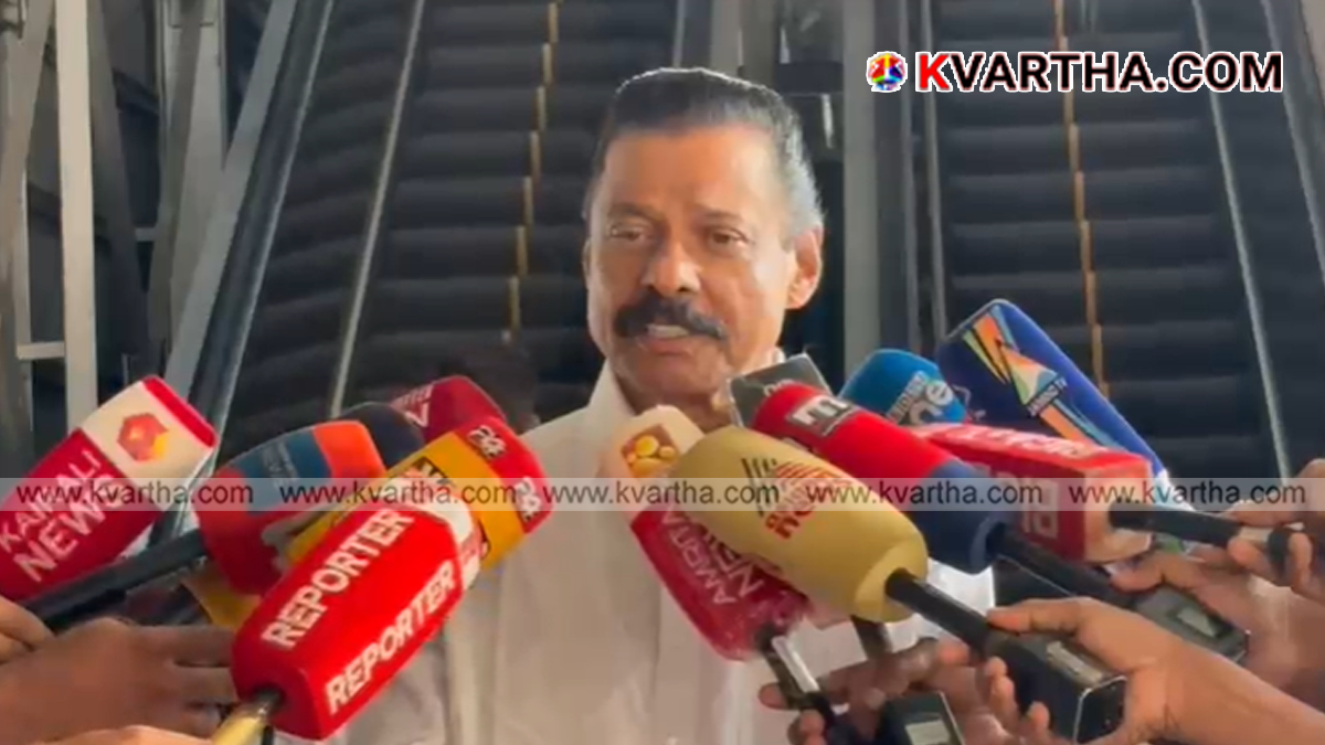CPM State Secretary M.V. Govindan Master addressing the media.