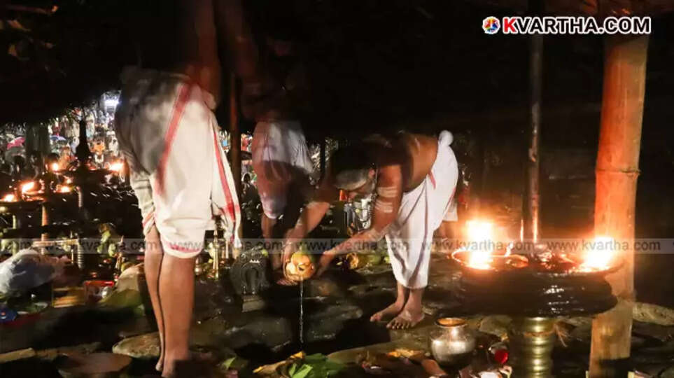 Devotees participating in the Ilamneerattam ritual at Kottiyoor temple.
