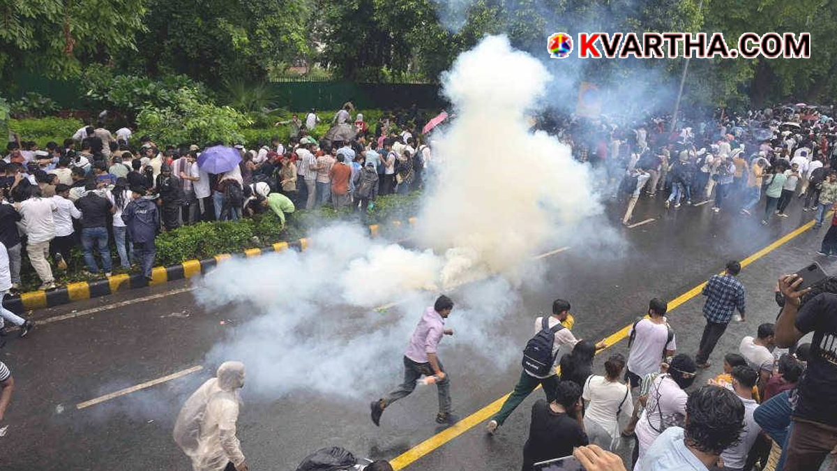 Conceptual image representing student protests in New Delhi