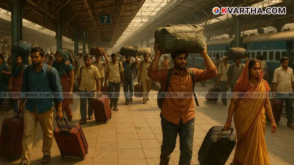 A symbolic image of a passenger's moving with luggage at a railway station.