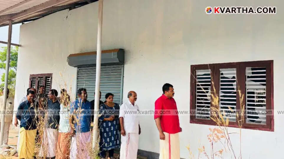Broken windows and damaged equipment at the Jaivagramam site in Payyannur.
