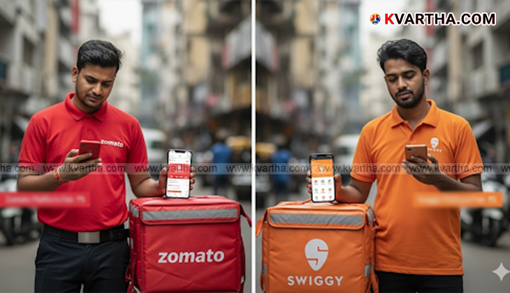 A person using a food delivery app on a smartphone, representing the Zomato and Swiggy price hike news.