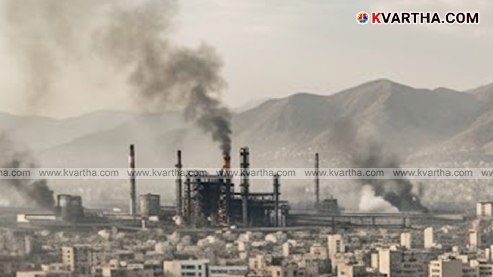Smoke billowing from bombed structures in Tehran during the one-month mark of the 2026 war.