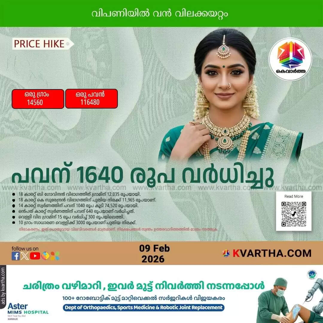 kerala gold price soars feb 9 2026 updates