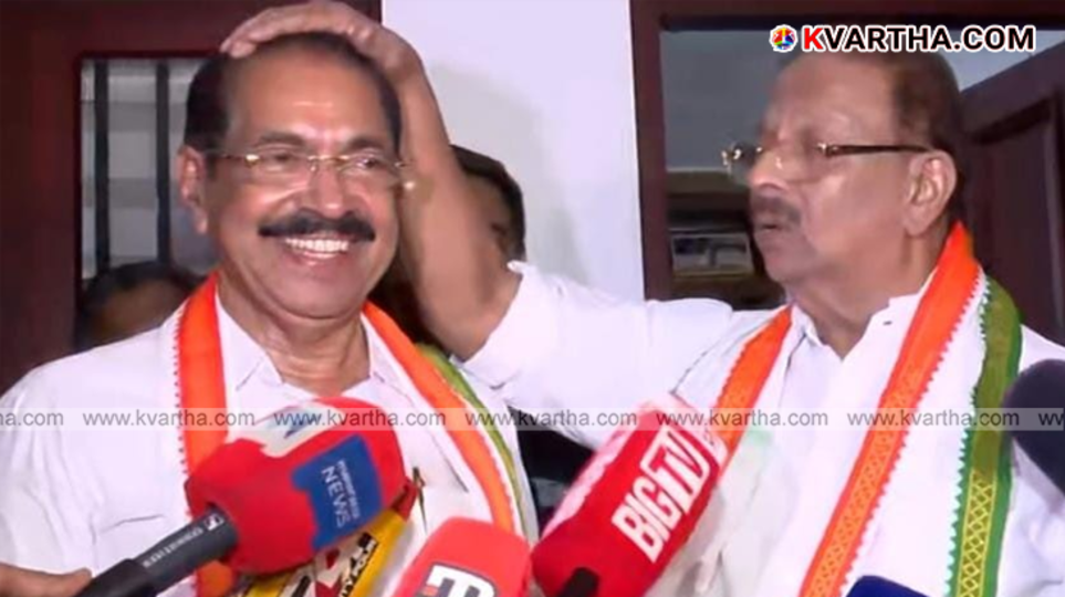 Sunny Joseph MLA and K Sudhakaran MP meeting at Lal Vihar residence in Kannur, March 2026.