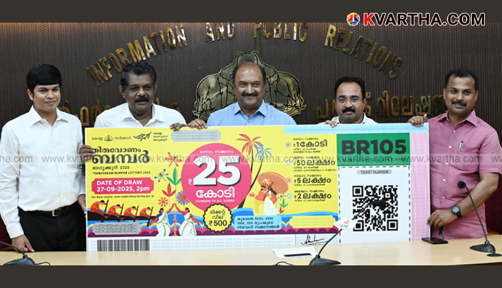 Kerala Finance Minister K.N. Balagopal launching Thiruonam Bumper lottery.