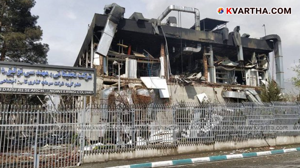  A visual representing the aftermath of an airstrike on an industrial facility in Tehran during the 2026 conflict.